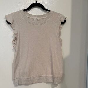 T.La by Anthropologie Short Sleeve Ruffle Top - beige